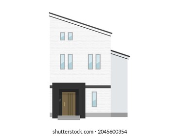 Illustration of a modern detached house (shed roof)