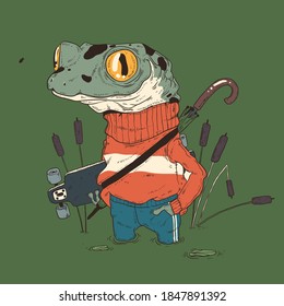 Illustration modern dressed frog