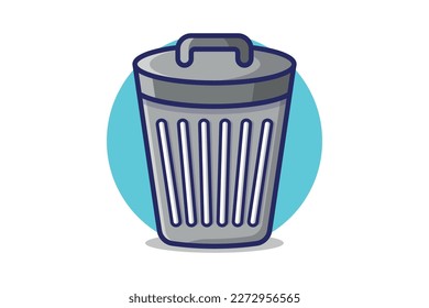 Illustration of a modern dustbin vector cyan and white background