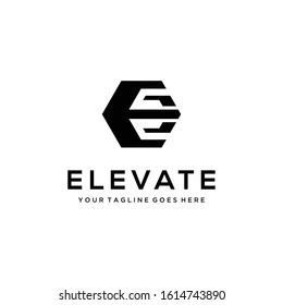 Illustration modern E sign hexagon  geometric logo design