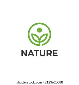 Illustration modern Eco nature leaf circle logo icon vector