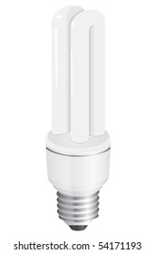 Illustration of modern energy saving light bulb isolated over white