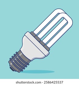 Illustration of a modern energy-efficient fluorescent light bulb with a minimalist design, perfect for eco-friendly, energy-saving concepts.