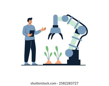 Illustration of an Modern Farming Technology Robotic Hand
