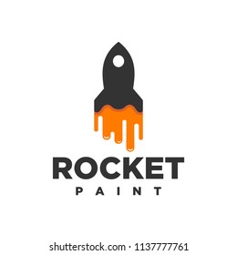 Illustration modern fast painting service company like a rocket logo design