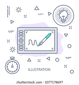 Illustration Modern flat color line vector icon