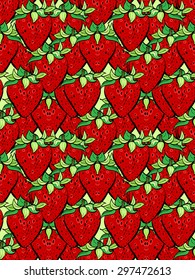 Illustration of modern flat design with seamless strawberry pattern