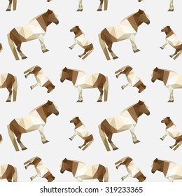 Illustration of modern flat design with seamless, origami horse pattern