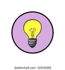 Illustration of modern flat design with yellow light bulb isolated on white background