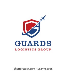 Illustration modern G shield and plane geometric logo design