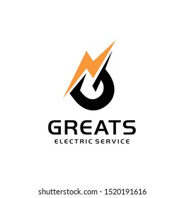 Illustration of modern G sign combined with a bolt sign logo design.