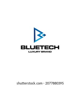illustration modern geometric Letter B initial identity data system business technology  brand name blue color advance logo design icon emblem monogram