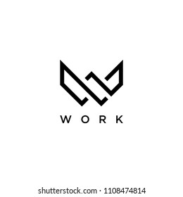 Illustration modern geometric sign W logo design inspiration design template