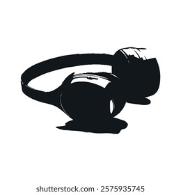 Illustration of Modern Headphones in Black Circles