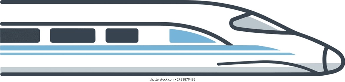 Illustration of a modern high-speed train, ideal for transportation and technology themes, showcasing sleek design and efficiency.