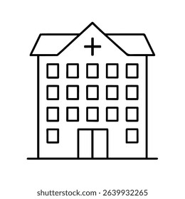 Illustration of a Modern Hospital Building Icon in a Clean Line Art Style Design You Can See