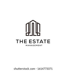 Illustration Modern house building Real Estate Property and Construction Logo design