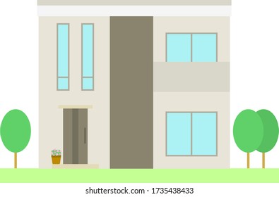 Illustration of modern house with flat roof