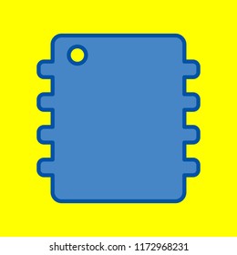 Illustration of modern icon chip. Vector. Office style blue icon at yellow background.