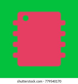 Illustration of modern icon chip. Vector. Paradise pink icon on dark pastel green background.