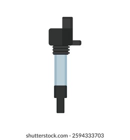 Illustration of a modern ignition coil for car engines with isolated details.