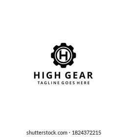 Illustration modern industrial  gear logo icon vector with H sign template 