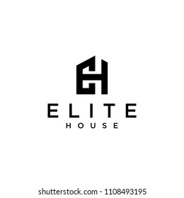 Illustration modern Initial E,H geometric like a house logo design