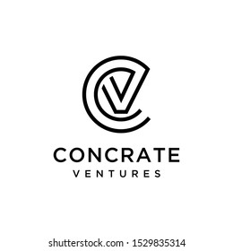 Illustration modern initial letter CV geometric logo design template sign