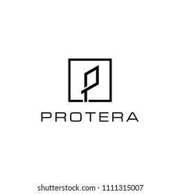 Illustration modern Initial P on the box geometric logo design