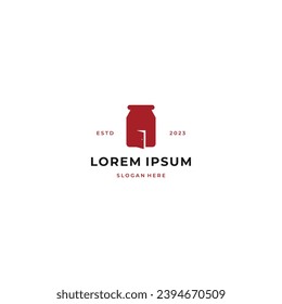 Illustration modern jar glass with house door logo design template