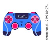 Illustration of modern  joystick. Joystick in flat style isolated on white background. Vector gaming modern elements. Streamer stickers isolated