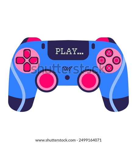 Illustration of modern  joystick. Joystick in flat style isolated on white background. Vector gaming modern elements. Streamer stickers isolated