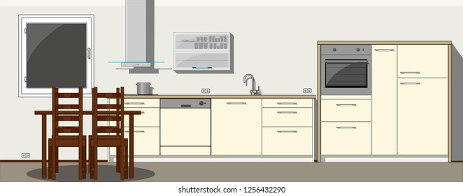 Illustration of a modern kitchen