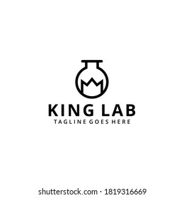 Illustration modern laboratory  measuring cup with king crown logo design template 