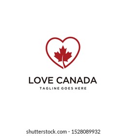 Illustration Modern leaf of Canada design logo concept heart sign.