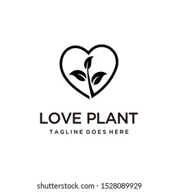 Illustration Modern leaf design logo concept heart sign template.