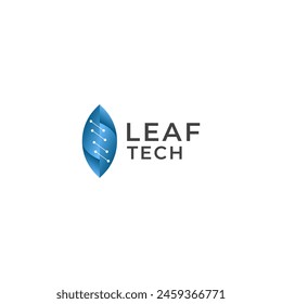 ILLUSTRATION MODERN LEAF TECHNOLOGY BLUE GRADIENT COLOR SIMPLE BOTANICAL GEOMETRIC ECO NATURE LOGO ICON TEMPLATE ELEMENT DESIGN VECTOR