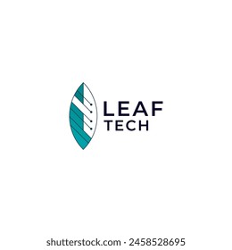 ILLUSTRATION MODERN LEAF TECHNOLOGY GREEN COLOR SIMPLE BOTANICAL GEOMETRIC ECO NATURE LOGO ICON TEMPLATE ELEMENT DESIGN VECTOR