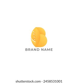 ILLUSTRATION MODERN LEAF TECHNOLOGY WITH LETTER B ORANGE GRADIENT COLOR SIMPLE BOTANICAL GEOMETRIC ECO NATURE LOGO ICON TEMPLATE ELEMENT DESIGN VECTOR