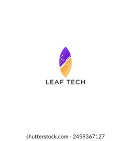 ILUSTRACIÓN HOJA MODERNA TECNOLOGÍA PÚRPURA NARANJA DEGRADADO COLOR BOTÁNICO SIMPLE GEOMÉTRICO ECO NATURALEZA LOGOTIPO ICONO PLANTILLA ELEMENTO DISEÑO VECTOR