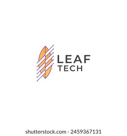 ILUSTRACIÓN HOJA MODERNA TECNOLOGÍA PÚRPURA NARANJA DEGRADADO COLOR BOTÁNICO SIMPLE GEOMÉTRICO ECO NATURALEZA LOGOTIPO ICONO PLANTILLA ELEMENTO DISEÑO VECTOR
