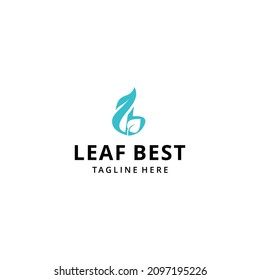  illustration modern letter B with blue leaf modern graphic design logo