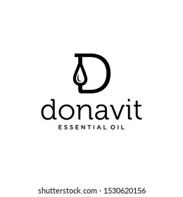 Illustration modern letter D with drop oil logo design