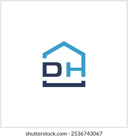 Ilustração carta moderna DH ligada para formar um design de logotipo da casa