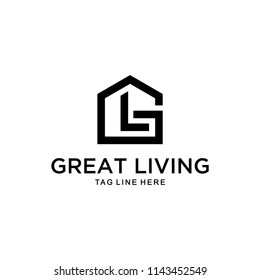 Illustration modern letter LG or GL house logo design