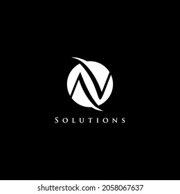 illustration modern letter N human concept V logo design vector symbol icon geometric abstract silhouette business name company emblem icon graphic finance move concept idea