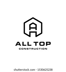 Illustration modern letter A sign geometric with house logo design