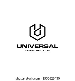 Illustration modern letter U sign geometric logo design