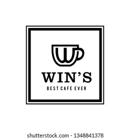 Illustration modern letter W sign cup for the Cafe and bar logo design