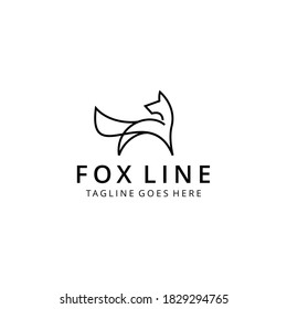 Illustration modern line art fox or wolf animal silhouette design logo template